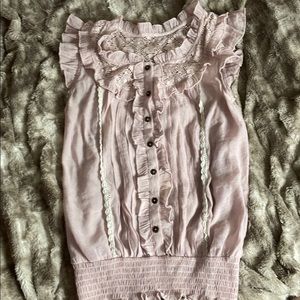 Charlotte Russe pink lacey button up
